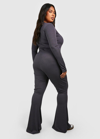 Комбинезон Boohoo комбинезон-брюки однотонный графитовый кэжуал полиэстер, трикотаж