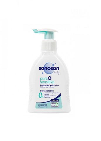 Детское гипоаллергенное средство для купания Pure sensitive 2в1 Sanosan (228425670)