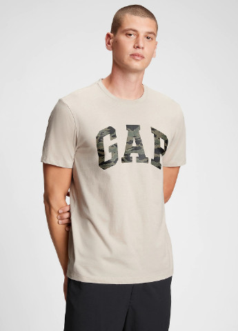 Бежевая летняя футболка Gap