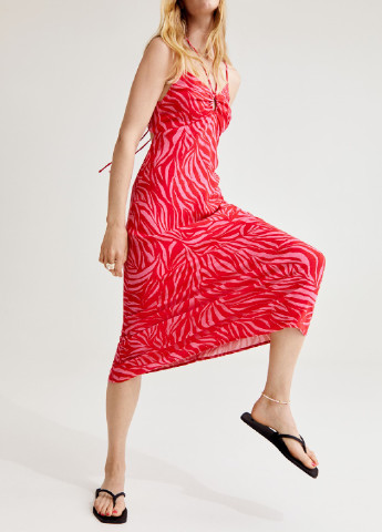 Красное кэжуал платье H&M зебра
