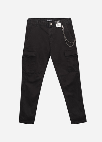 Черные демисезонные зауженные, карго джинсы Pull&Bear