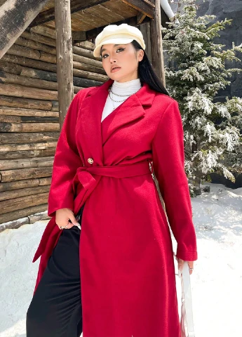 Червоне демісезонне Пальто двобортне SHEIN