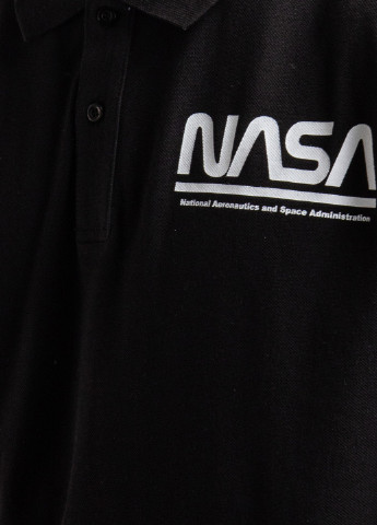 Чорна чорна футболка-поло з принтом Nasa