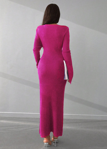 Фуксиновое (цвета Фуксия) праздничный, вечернее, кэжуал платье платье-свитер SHEIN однотонное