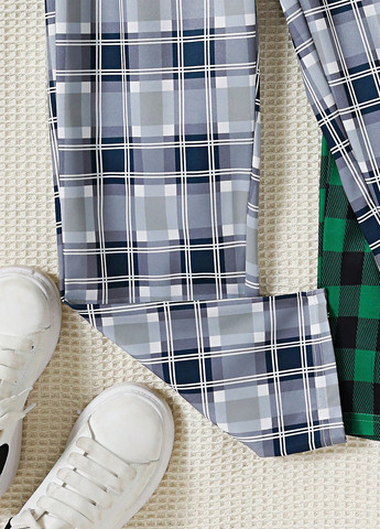 Комбинированные домашние демисезонные брюки прямые SHEIN