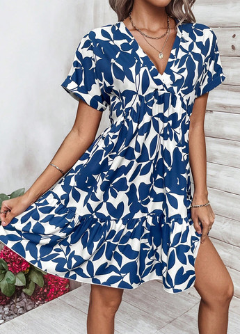 Комбинированное кэжуал платье а-силуэт SHEIN с рисунком