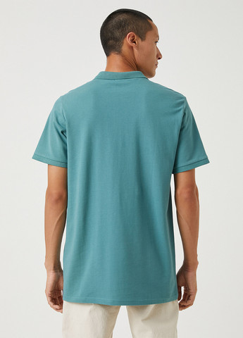 Темно-бирюзовая футболка-поло для мужчин KOTON однотонная
