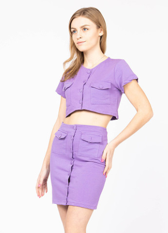 Фиолетовая повседневный однотонная юбка Cazibe