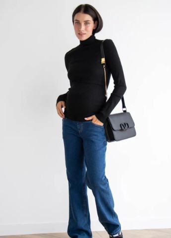 Свободные джинсы для беременных с расклешенными штанинами и высокой посадкой трикотажный животик To Be - (254432059)