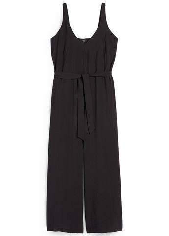 Комбинезон C&A комбинезон-брюки однотонный чёрный кэжуал вискоза