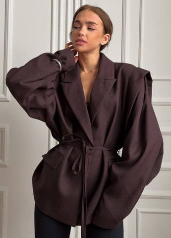 Темно-коричневый женский жакет No Brand однотонный - демисезонный