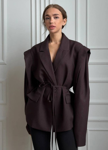 Темно-коричневый женский жакет No Brand однотонный - демисезонный