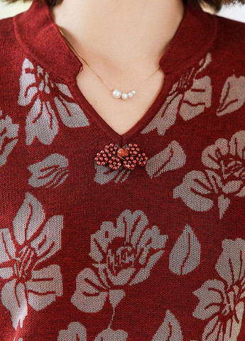 Темно-красный демисезонный свитер SHEIN