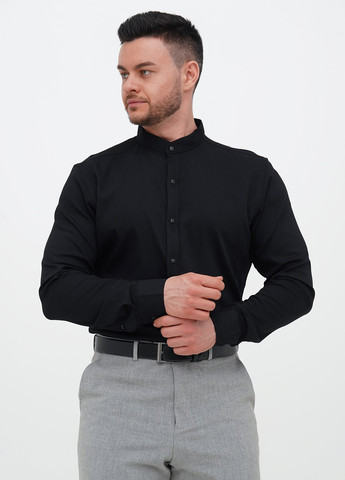 Черная классическая, кэжуал рубашка однотонная Trend Collection