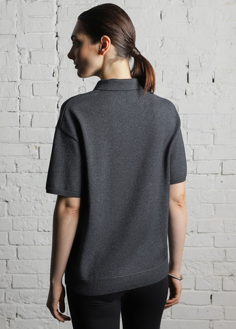 Темно-серая женская футболка-поло Promin однотонная