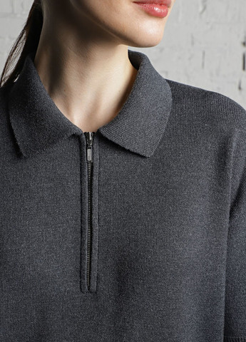 Темно-серая женская футболка-поло Promin однотонная