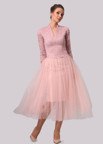 Світло-рожева коктейльна сукня, сукня з пишною спідницею, кльош Alika Kruss однотонна