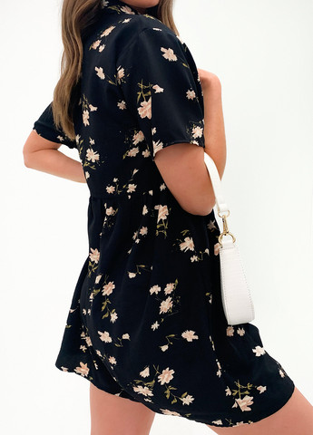 Черное кэжуал платье рубашка Missguided с цветочным принтом