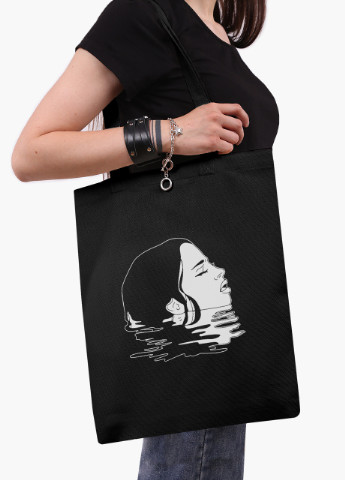 Еко сумка шоппер черная Контурный минимализм (Contour minimalism) (9227-1362-BK) MobiPrint (236391111)