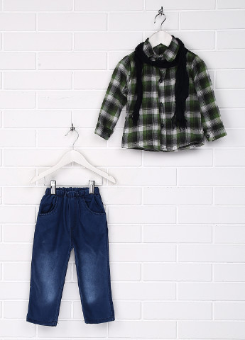 Комбинированный демисезонный комплект (рубашка, джинсы, шарф) GIZEM