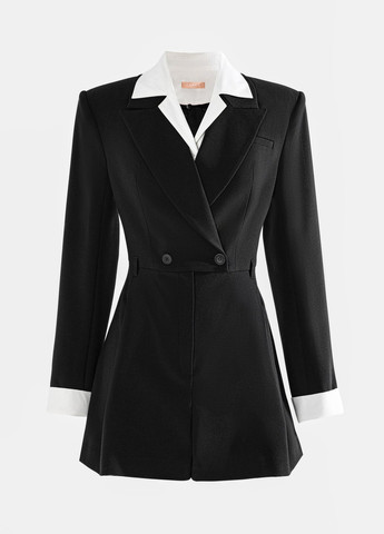 Комбинезон Gepur комбинезон-шорты колор блок чёрный деловой, кэжуал полиэстер, костюмная