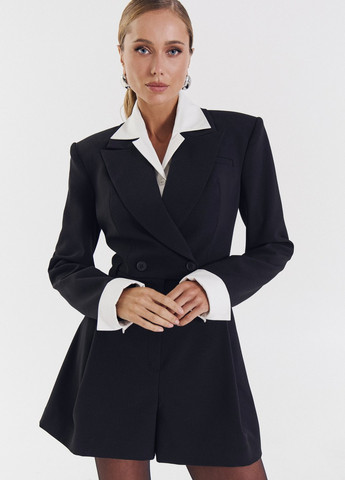 Комбинезон Gepur комбинезон-шорты колор блок чёрный деловой, кэжуал полиэстер, костюмная