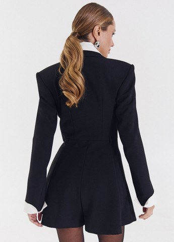 Комбинезон Gepur комбинезон-шорты колор блок чёрный деловой, кэжуал полиэстер, костюмная