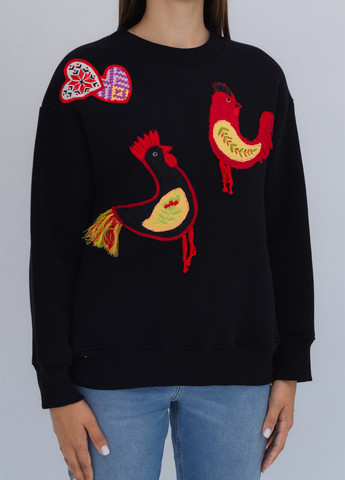 Черный свитшот Nora Kvittin однотонный вышивка, аппликация (301079866)