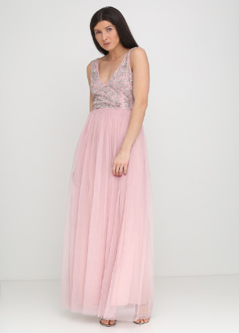 Светло-розовое вечернее платье Lace & Beads однотонное