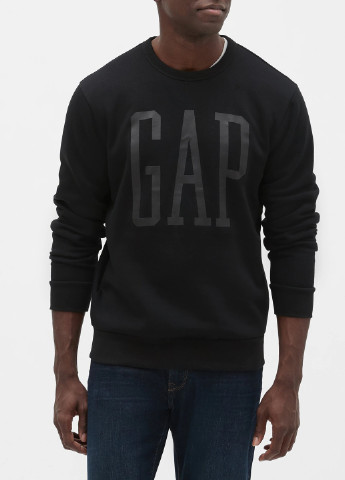 Gap свитшот логотип черный кэжуал трикотаж, хлопок