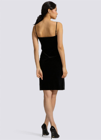Черное вечернее бархатное платье, мини платье-майка, с открытыми плечами, футляр Egostyle однотонное
