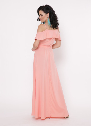 Персиковое кэжуал платье на запах TessDress однотонное