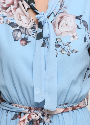 Голубое кэжуал платье а-силуэт di classe с цветочным принтом