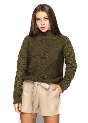 Оливковый (хаки) демисезонный свитер Larionoff
