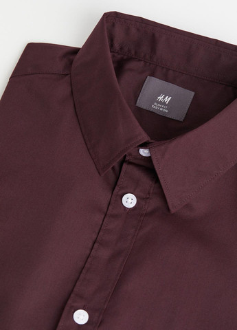 Бордовая классическая, кэжуал рубашка однотонная H&M