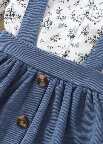 Синий демисезонный костюм (рубашка, юбка) юбочный, с рубашкой SHEIN