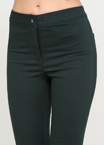 Штани Ashley Brooke вкорочені, завужені однотонні темно-зелені джинсові бавовна