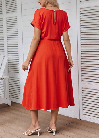 Оранжевое кэжуал платье для беременных а-силуэт SHEIN однотонное