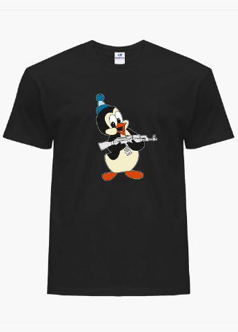 Черная футболка мужская чилли вилли с автоматом (chilly willy) (9223-2077-1) xxl MobiPrint