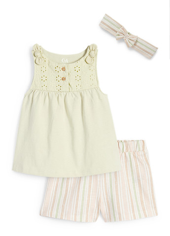 Светло-зеленый летний комплект (туника, шорты, повязка) C&A