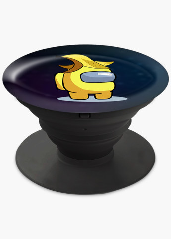 Попсокет (Popsockets) тримач для смартфону Амонг Ас Жовтий (Among Us Yellow) (8754-2416) Чорний MobiPrint (216836499)