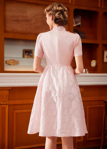 Светло-розовое праздничный платье клеш SHEIN с цветочным принтом