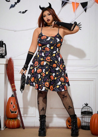 Чорна кежуал сукня а-силует SHEIN з малюнком