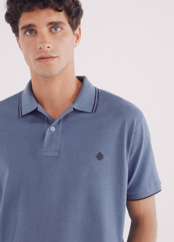 Синяя футболка-поло для мужчин Springfield однотонная