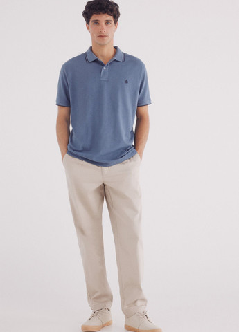 Синяя футболка-поло для мужчин Springfield однотонная