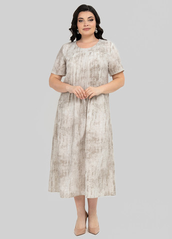 Кремова кежуал сукня а-силует A'll Posa з абстрактним візерунком