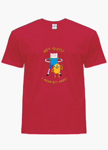 Красная демисезонная футболка детская финн и джейк пес время приключений (finn & jake the dog adventure time)(9224-1579) MobiPrint