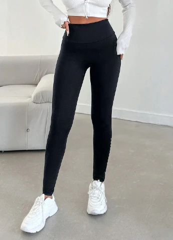 Черные демисезонные леггинсы SHEIN