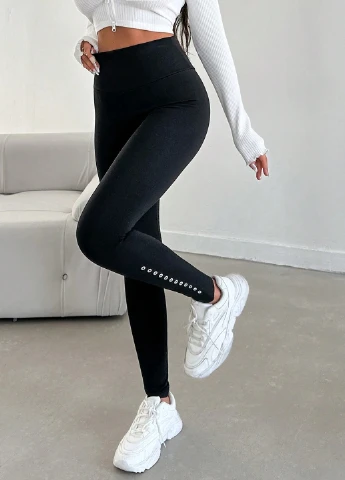 Черные демисезонные леггинсы SHEIN