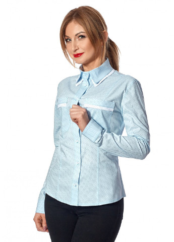 Голубой кэжуал рубашка в горошек SL-Fashion